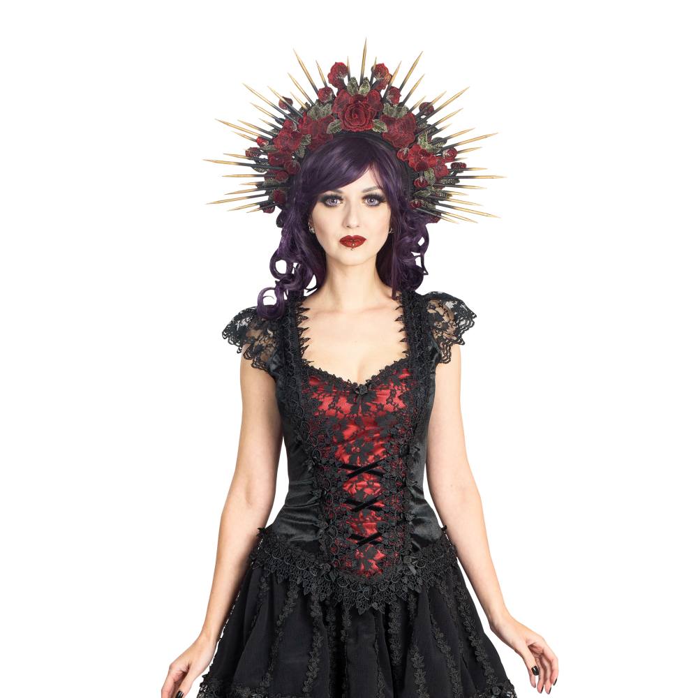 Sinister - 1296 Mouwloze top - Zwart/Bordeaux rood